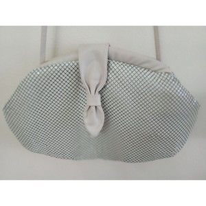 Vintage metal mesh purse shoulder strap handbag crossbody tan beige